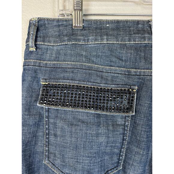 Guess Straight Leg Beaded Embellished Pockets Jeans Womens Size 34 Medium Wash - Picture 6 of 10